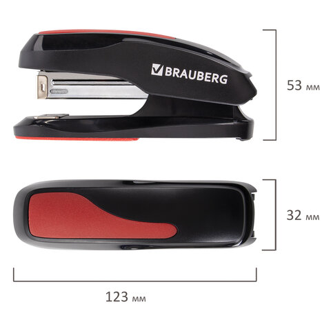 Степлер №24/6, 26/6 BRAUBERG "Extra", до 30 листов, черно-красный, Степлер №24/6, 26/6 BRAUBERG "Extra", до 30 листов, черно-красный,