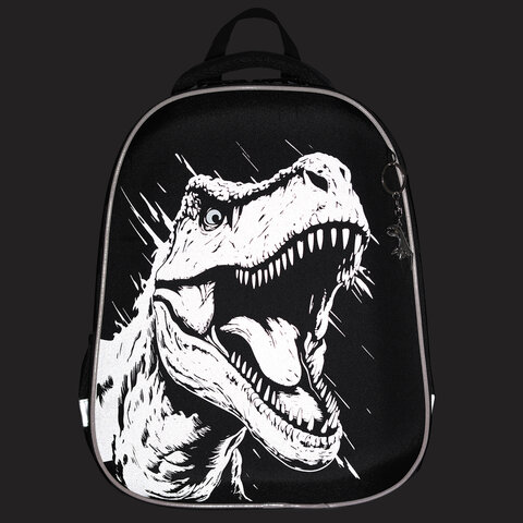 Ранец BRAUBERG SHINY, 2 отделения, с брелком, Scary dino, СВЕТЯЩИЙСЯ РИСУНОК,