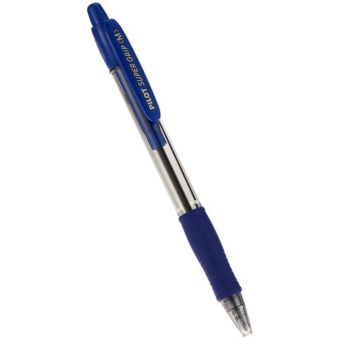 Ручка шариковая автоматическая с грипом PILOT Super Grip, СИНЯЯ, 1 мм, линия