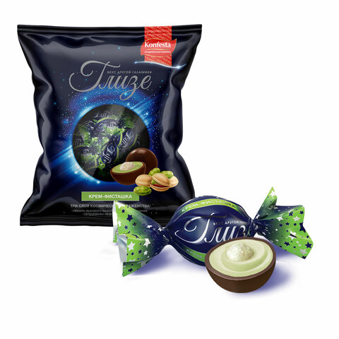 Конфеты ГЛИЗЕ с кремовой начинкой со вкусом "Фисташка" и воздушным Конфеты ГЛИЗЕ с кремовой начинкой со вкусом "Фисташка" и воздушным