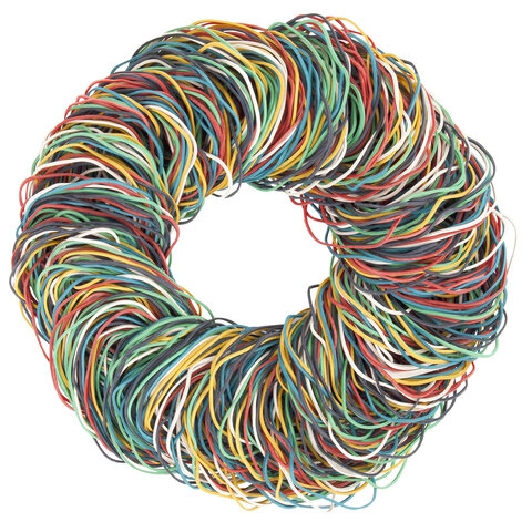 Резинки банковские универсальные диаметром 60 мм, STAFF 1000 г, цветные,