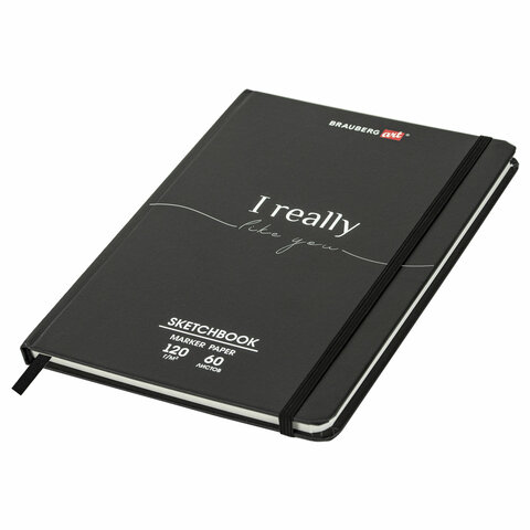 Скетчбук для маркеров 120г/м2, 148х210 мм, 60 л., твердая обложка, резинка, Скетчбук для маркеров 120г/м2, 148х210 мм, 60 л., твердая обложка, резинка,