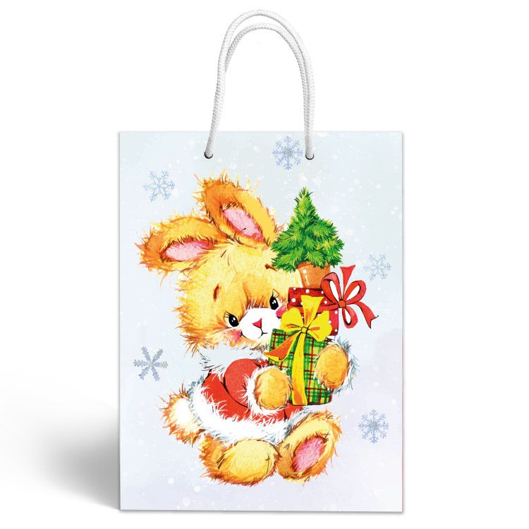 Пакет подарочный большой "Зайка с Тигренком, 335*406*155 мм. Пакет подарочный большой "Зайка с Тигренком, 335*406*155 мм.