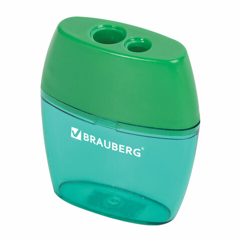 Точилка BRAUBERG "Diamond Dual" с контейнером, пластиковая, овальная, Точилка BRAUBERG "Diamond Dual" с контейнером, пластиковая, овальная,