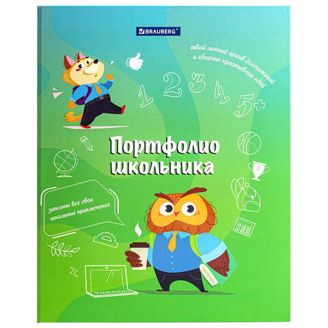 Папка-портфолио школьника "ОТЛИЧНИК", 4 кольца, 20 файлов, 10 Папка-портфолио школьника "ОТЛИЧНИК", 4 кольца, 20 файлов, 10