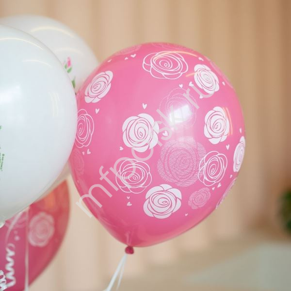 Набор шаров ассорти с рисунком Розы 5 штук. MP 12"/30см Набор шаров ассорти с рисунком Розы 5 штук. MP 12"/30см
