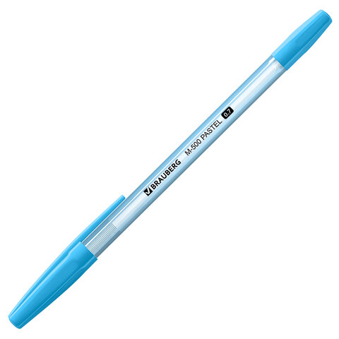 Ручка шариковая BRAUBERG "M-500 PASTEL", СИНЯЯ, корпус ассорти, узел