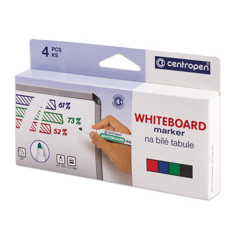 Маркеры для доски CENTROPEN НАБОР 4 шт., АССОРТИ, круглый наконечник, 2,5 мм, Маркеры для доски CENTROPEN НАБОР 4 шт., АССОРТИ, круглый наконечник, 2,5 мм,