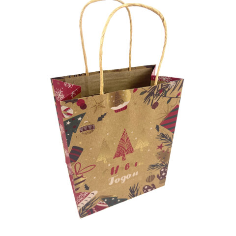 Пакет подарочный КОМПЛЕКТ 10 штук, новогодний 18x10x23 см, "Merry Пакет подарочный КОМПЛЕКТ 10 штук, новогодний 18x10x23 см, "Merry