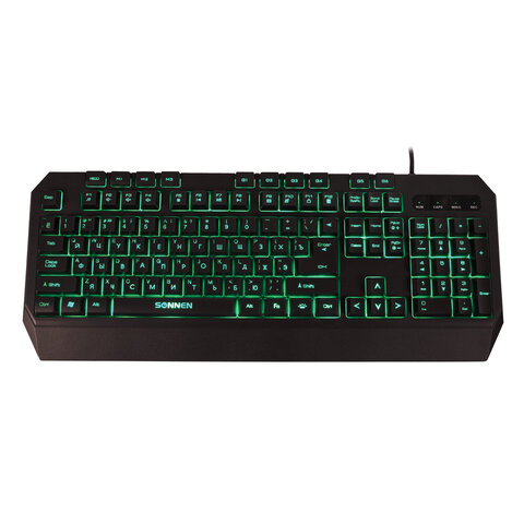 Клавиатура проводная игровая SONNEN KB-7700, USB, 104 клавиши + 10