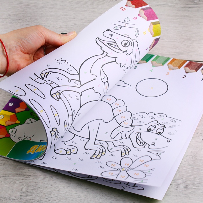 Раскраска-книжка по номерам 28*28см "Динозаврики" Раскраска-книжка по номерам 28*28см "Динозаврики"