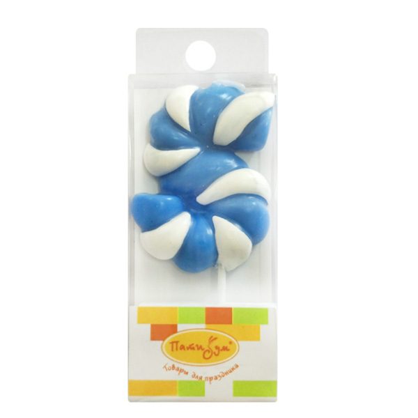 Свеча Цифра 5 Леденец голубой 4,8см Свеча Цифра 5 Леденец голубой 4,8см