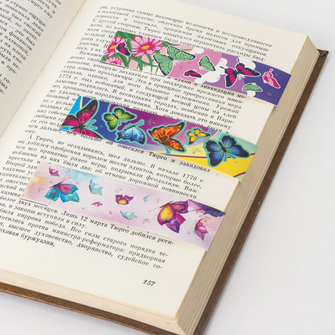 Закладки для книг с магнитом БАБОЧКИ, набор 6 шт., блестки, 25x196 мм, ЮНЛАНДИЯ, Закладки для книг с магнитом БАБОЧКИ, набор 6 шт., блестки, 25x196 мм, ЮНЛАНДИЯ,