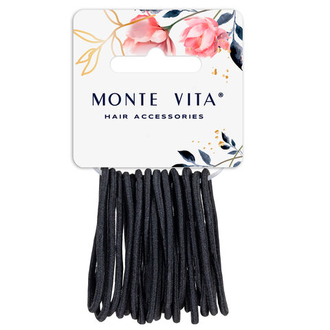 Резинки для волос НАБОР 20 шт., 0,45х14 см, чёрный, MONTE VITA (МОНТЕ ВИТА), Резинки для волос НАБОР 20 шт., 0,45х14 см, чёрный, MONTE VITA (МОНТЕ ВИТА),