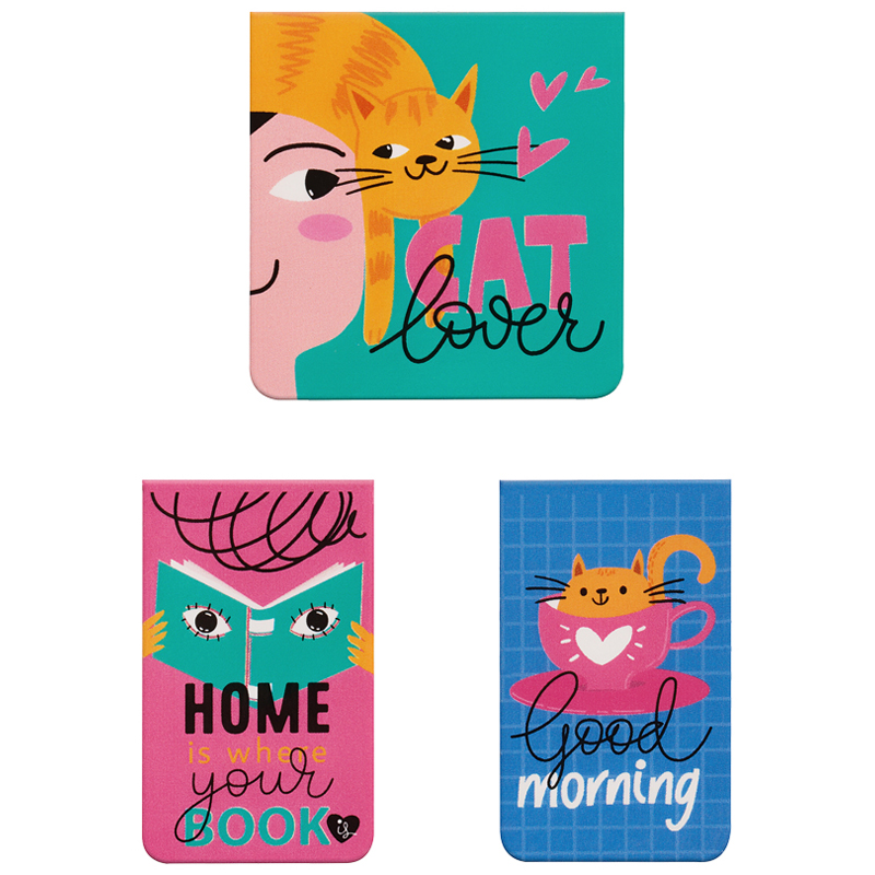 Закладки магнитные для книг, 3шт., MESHU "Cat lover" Закладки магнитные для книг, 3шт., MESHU "Cat lover"