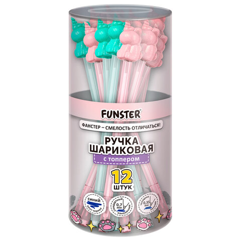 Ручка с топпером с блёстками шариковая масляная FUNSTER (ФАНСТЕР) "SHINY