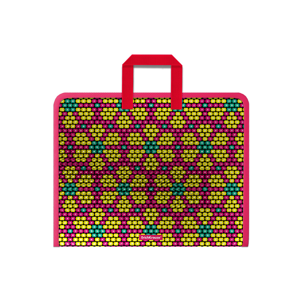 Папка на молнии пластиковая с ручками Erich Krause Pink&Yellow Beads, А4+ (в Папка на молнии пластиковая с ручками Erich Krause Pink&Yellow Beads, А4+ (в