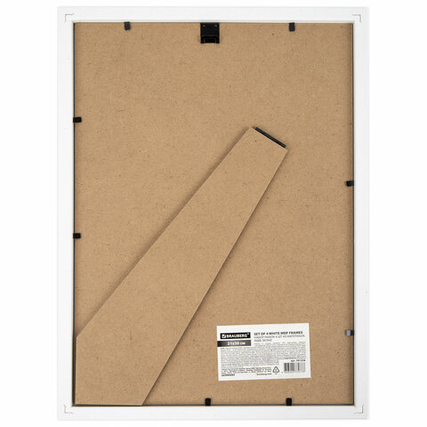 Рамка 21х30 см небьющаяся, КОМПЛЕКТ 4 шт., багет 16 мм, МДФ, BRAUBERG