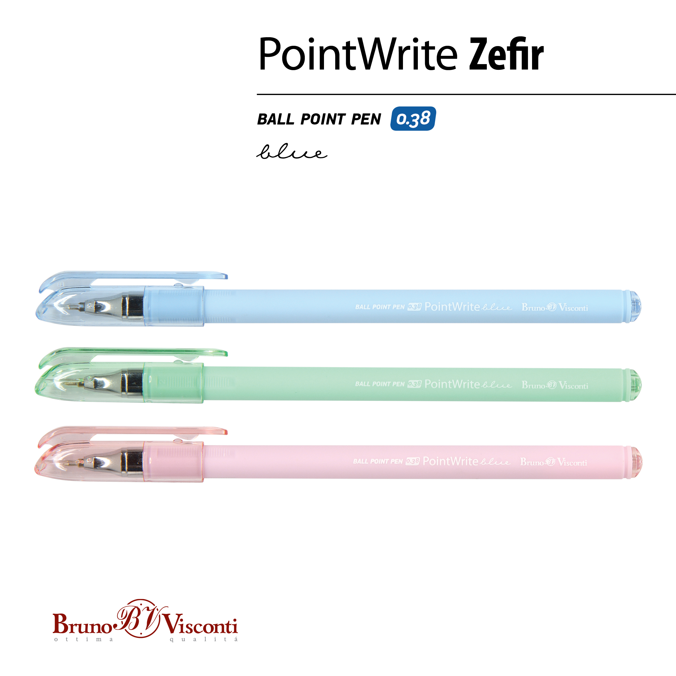 РУЧКА "PointWrite.ZEFIR" ШАРИКОВАЯ 0.38 ММ, СИНЯЯ (3 цвета корпуса) РУЧКА "PointWrite.ZEFIR" ШАРИКОВАЯ 0.38 ММ, СИНЯЯ (3 цвета корпуса)