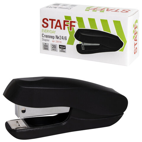 Степлер №24/6, 26/6 STAFF "EVERYDAY", до 20 листов, черный, 228739 Степлер №24/6, 26/6 STAFF "EVERYDAY", до 20 листов, черный, 228739