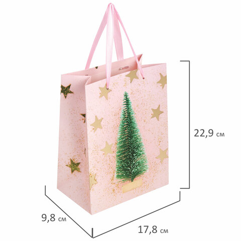 Пакет подарочный новогодний 17,8x9,8x22,9 см ЗОЛОТАЯ СКАЗКА "Pink Пакет подарочный новогодний 17,8x9,8x22,9 см ЗОЛОТАЯ СКАЗКА "Pink