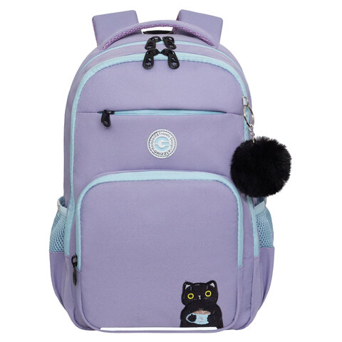 Рюкзак GRIZZLY школьный, анатомическая спинка, 2 отделения, для девочек,