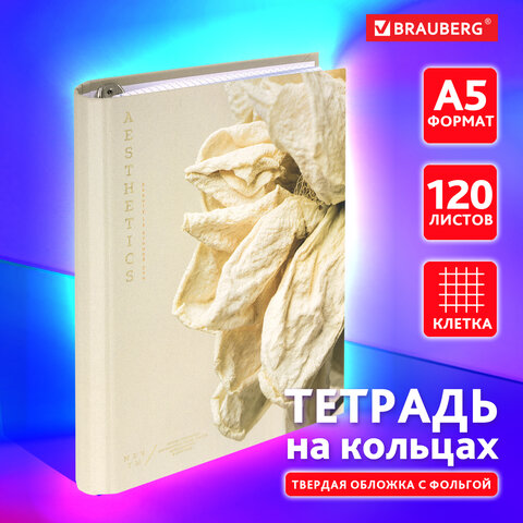 Тетрадь на кольцах А5 175х215 мм, 120 листов, твердый картон, фольга, клетка, Тетрадь на кольцах А5 175х215 мм, 120 листов, твердый картон, фольга, клетка,