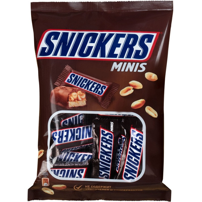 Шоколадный батончик Snickers мини 180г Шоколадный батончик Snickers мини 180г