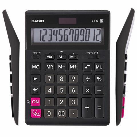 Калькулятор настольный CASIO GR-12-W (209х155 мм), 12 разрядов, двойное питание, Калькулятор настольный CASIO GR-12-W (209х155 мм), 12 разрядов, двойное питание,