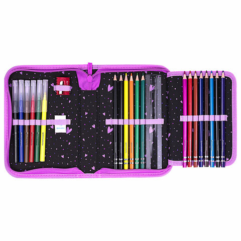 Пенал BRAUBERG с наполнением, 1 отделение, 1 откидная планка, 24 предмета, 21х14 Пенал BRAUBERG с наполнением, 1 отделение, 1 откидная планка, 24 предмета, 21х14