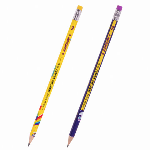 Карандаш чернографитный ЮНЛАНДИЯ "ЮНЛАНДИК", 1 шт., HB, с ластиком, Карандаш чернографитный ЮНЛАНДИЯ "ЮНЛАНДИК", 1 шт., HB, с ластиком,