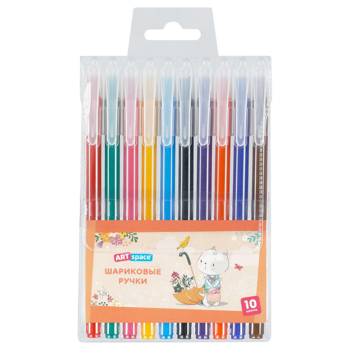 Набор шариковых ручек ArtSpace "Рисунки. Funny animals", 10шт., 10цв., Набор шариковых ручек ArtSpace "Рисунки. Funny animals", 10шт., 10цв.,