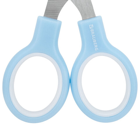Ножницы BRAUBERG KIDS 130 мм, ручки небесно-голубые, закругленные лезвия с Ножницы BRAUBERG KIDS 130 мм, ручки небесно-голубые, закругленные лезвия с