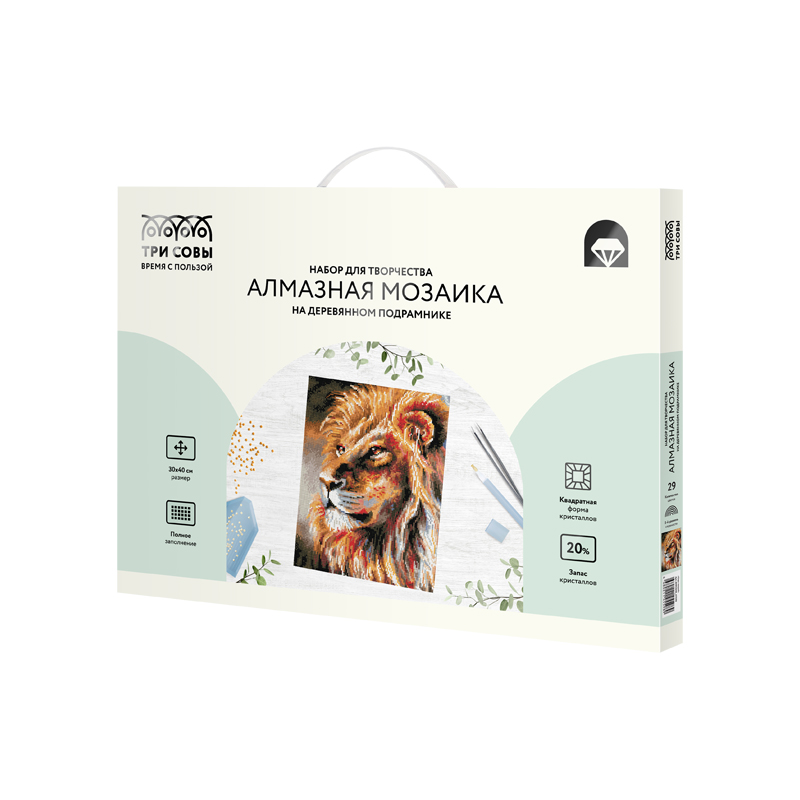 Алмазная мозаика ТРИ СОВЫ "Царь зверей", 30*40см, холст на деревянном Алмазная мозаика ТРИ СОВЫ "Царь зверей", 30*40см, холст на деревянном