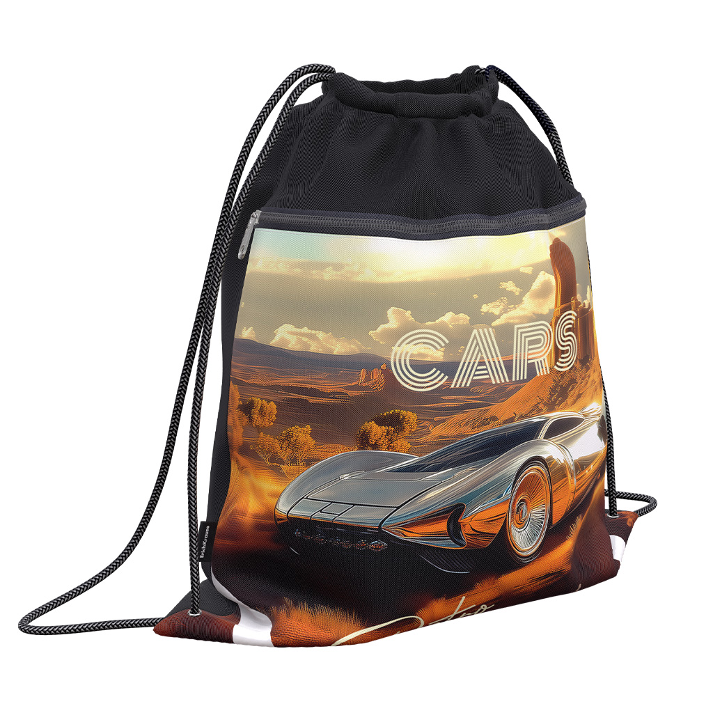 Мешок для обуви ErichKrause с карманом на молнии 500x410мм Retro Cars Мешок для обуви ErichKrause с карманом на молнии 500x410мм Retro Cars