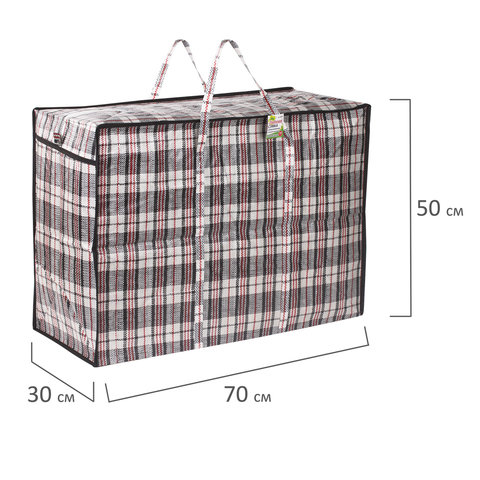 Сумка-баул хозяйственная, полипропилен, 70х50х30 см,105 литров, черно-красная,