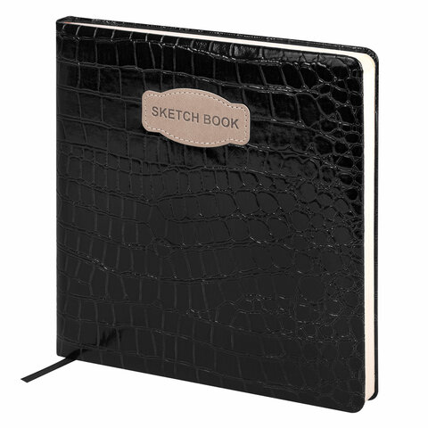 Скетчбук, слоновая кость 140г/м2 200х200мм, 80 л., КОЖЗАМ, резинка, BRAUBERG ART Скетчбук, слоновая кость 140г/м2 200х200мм, 80 л., КОЖЗАМ, резинка, BRAUBERG ART