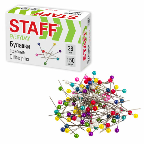 Булавки офисные STAFF, 28 мм, 150 шт., в картонной коробке, 226760 Булавки офисные STAFF, 28 мм, 150 шт., в картонной коробке, 226760