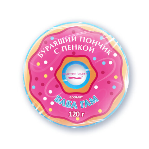 Пончик бурлящий пенный 120 г, с морской солью, гейзер/бомбочка для ванны ЗОЛОТОЙ Пончик бурлящий пенный 120 г, с морской солью, гейзер/бомбочка для ванны ЗОЛОТОЙ