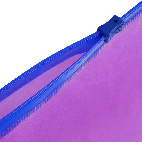 Папка-конверт на молнии А4 (230х333 мм), ПВХ, цвет ассорти с блестками, 0,15 мм,