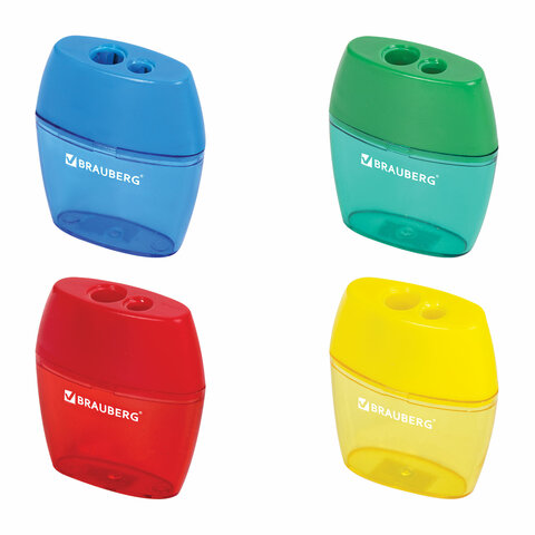 Точилка BRAUBERG "Diamond Dual" с контейнером, пластиковая, овальная, Точилка BRAUBERG "Diamond Dual" с контейнером, пластиковая, овальная,