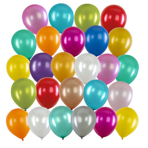 Шары воздушные 30 см, 100 штук, "МЕТАЛЛИК", ассорти, BRAUBERG KIDS,