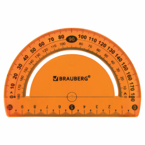 Транспортир 10 см гибкий BRAUBERG "FLEX", пластиковый, 180 градусов, Транспортир 10 см гибкий BRAUBERG "FLEX", пластиковый, 180 градусов,