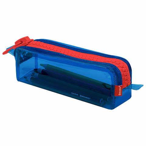 Пенал BRAUBERG с объемной "тракторной" молнией, 1 отделение, ПВХ,