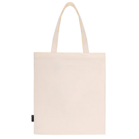 Сумка-шоппер BRAUBERG PREMIUM, канвас, 40х35 см, на кнопке, карман, бежевый, Yin