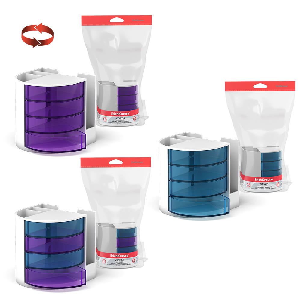 Подставка настольная пластиковая Erich Krause® Venezia, Classic, ассорти из 3 Подставка настольная пластиковая Erich Krause® Venezia, Classic, ассорти из 3