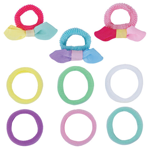 Резинка для волос НАБОР 9 шт., мягкие, medium size, ассорти форм, оттенки Резинка для волос НАБОР 9 шт., мягкие, medium size, ассорти форм, оттенки