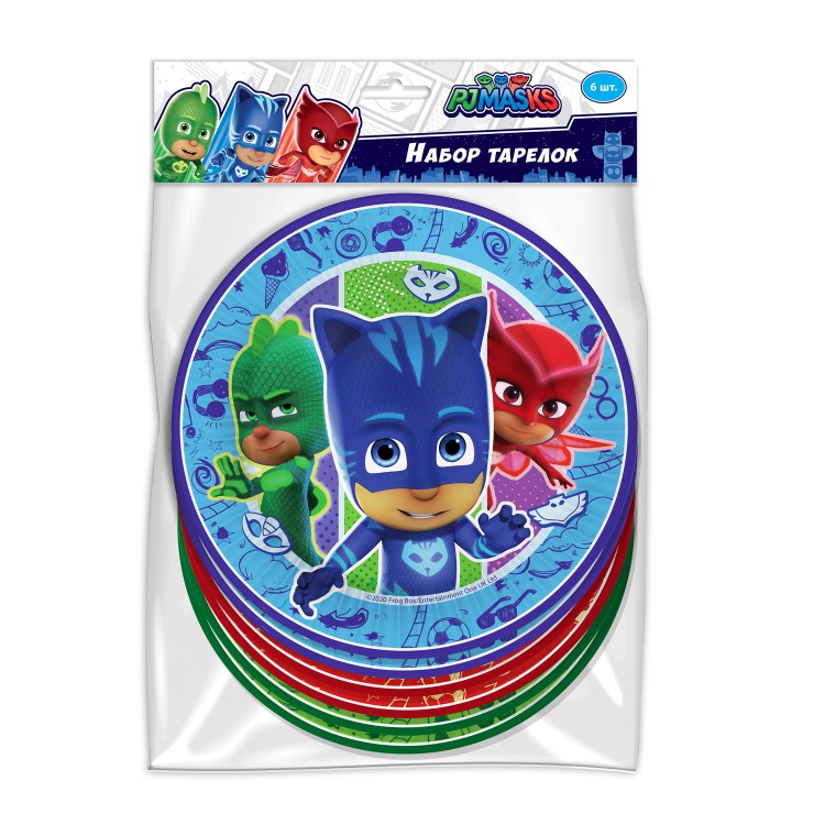 Герои в масках. Набор бумажных тарелок, 6 штук d=180 мм.