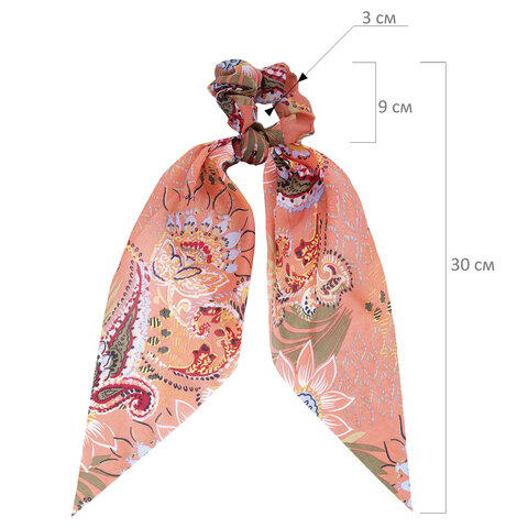 Резинка для волос 30 см, скранч, с хвостиками, АССОРТИ, MONTE VITA (МОНТЕ ВИТА),