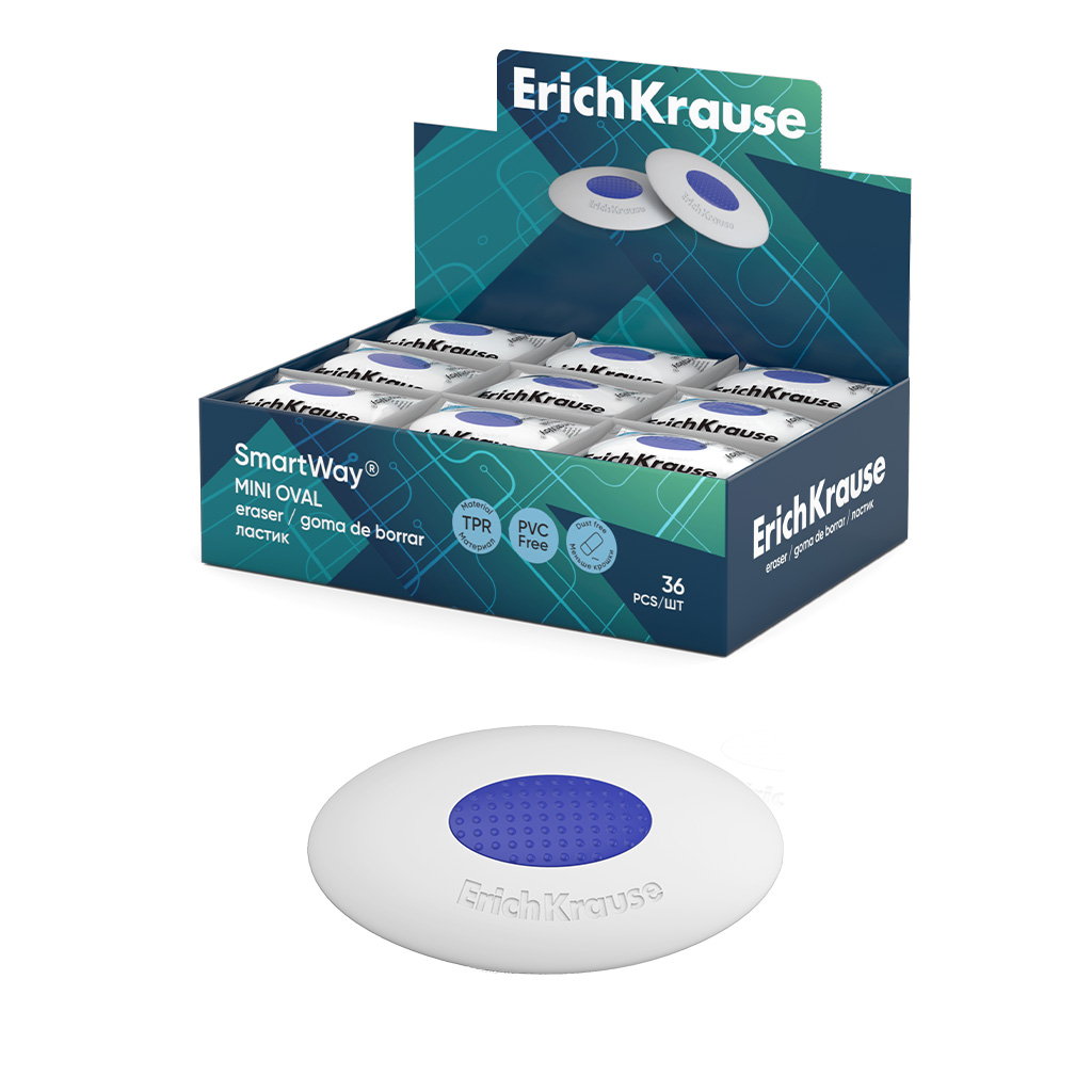 Ластик с пластиковым держателем ErichKrause SmartWay® Mini Oval (в пакете с Ластик с пластиковым держателем ErichKrause SmartWay® Mini Oval (в пакете с